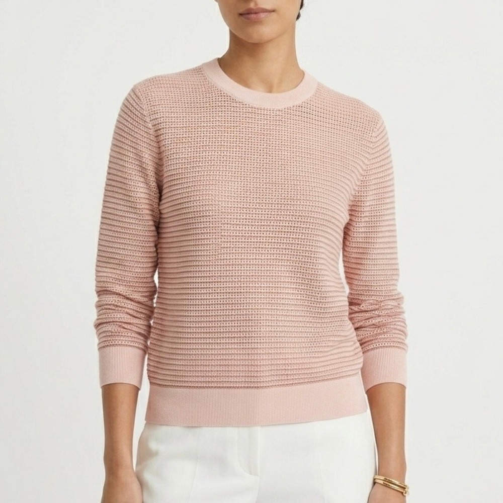 CLUB MONACO 100% Cotton Knit Crewneck Sweater Dusty Pink Women Size Small Casual